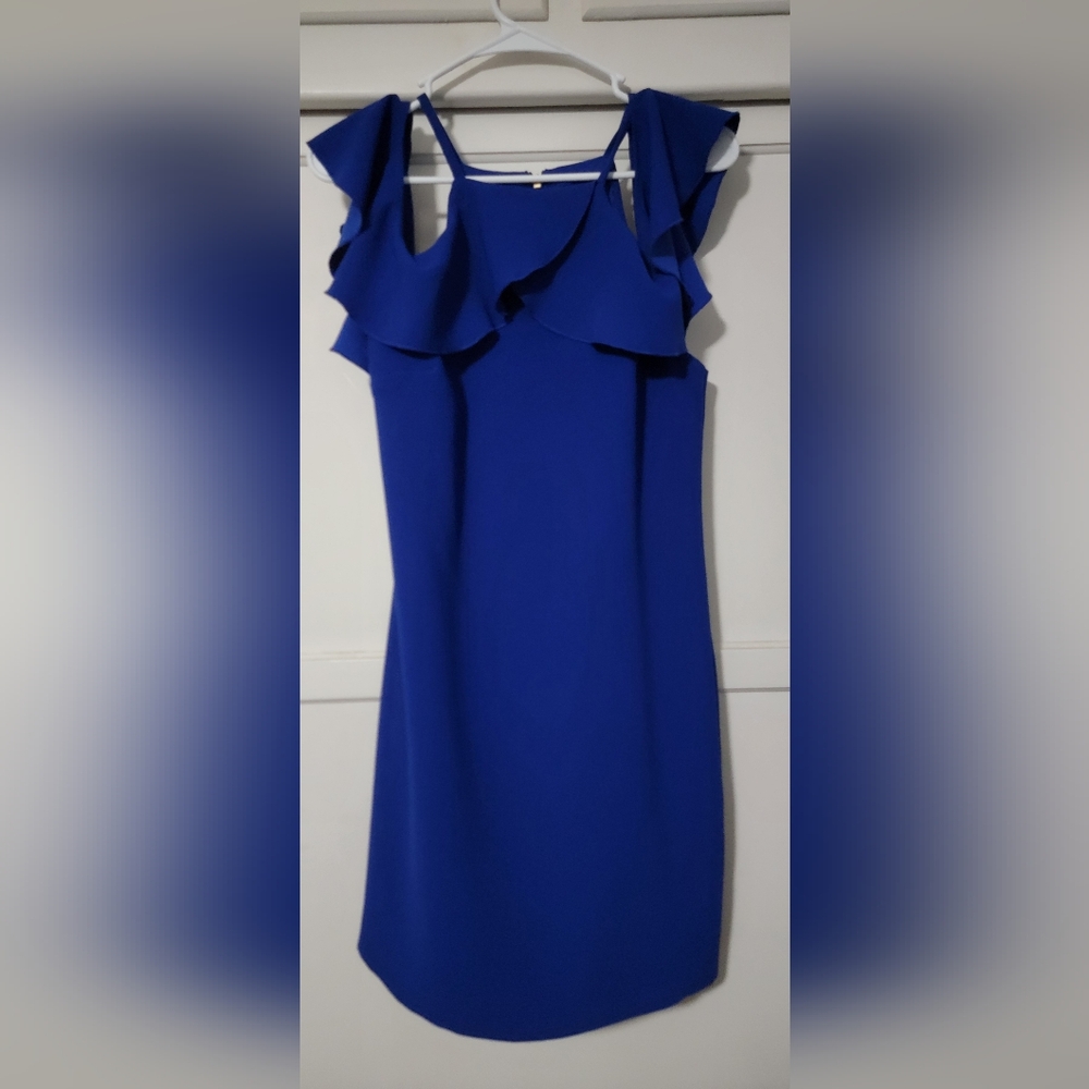 Trina Turk Royal Blue Ruffle Mini Dress Size 4